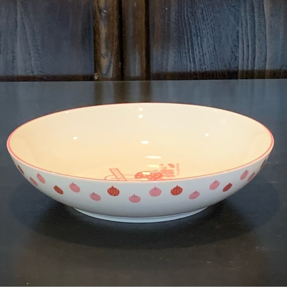 Hello Kitty Strawberry Milk 9” Ceramic Dinner Bowl with Japanese Letters - Picture 6 of 9